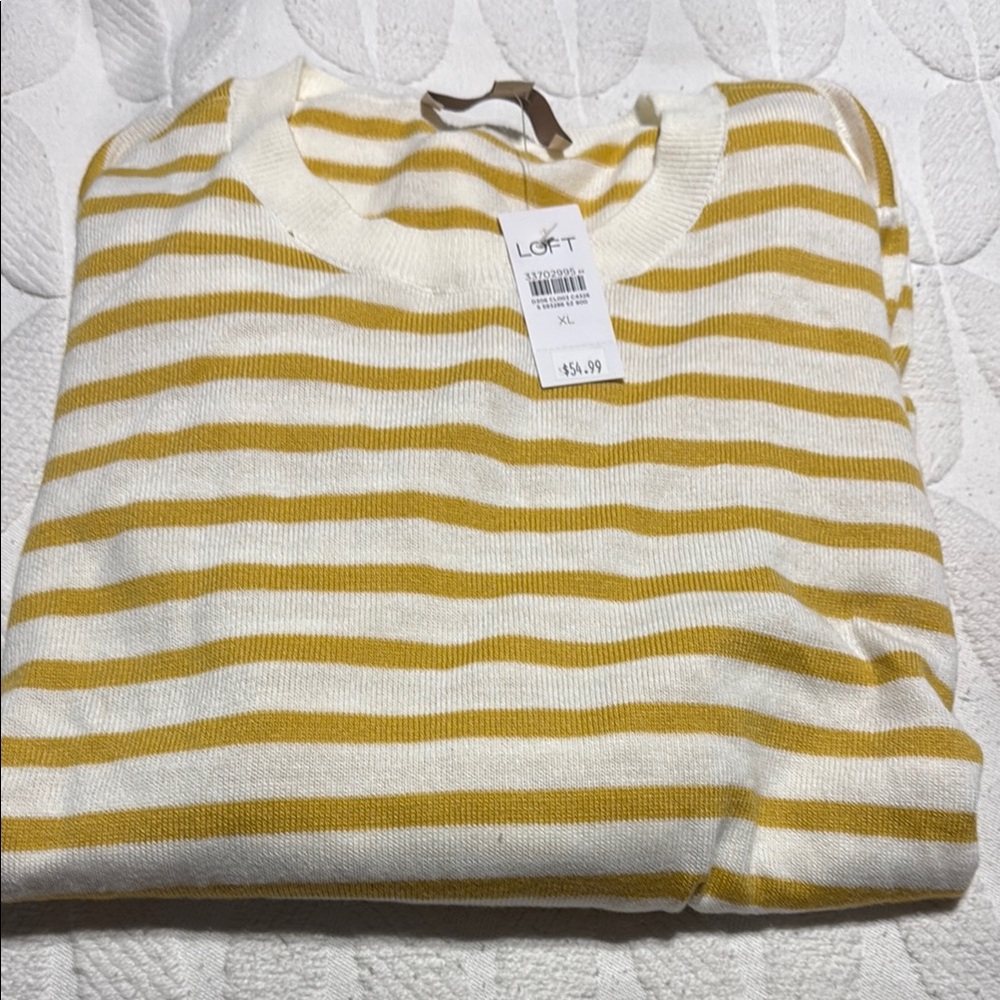 LOFT Women's Yellow Striped Sweater
